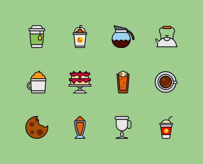 Coffee shop retro color icons by Smashicons