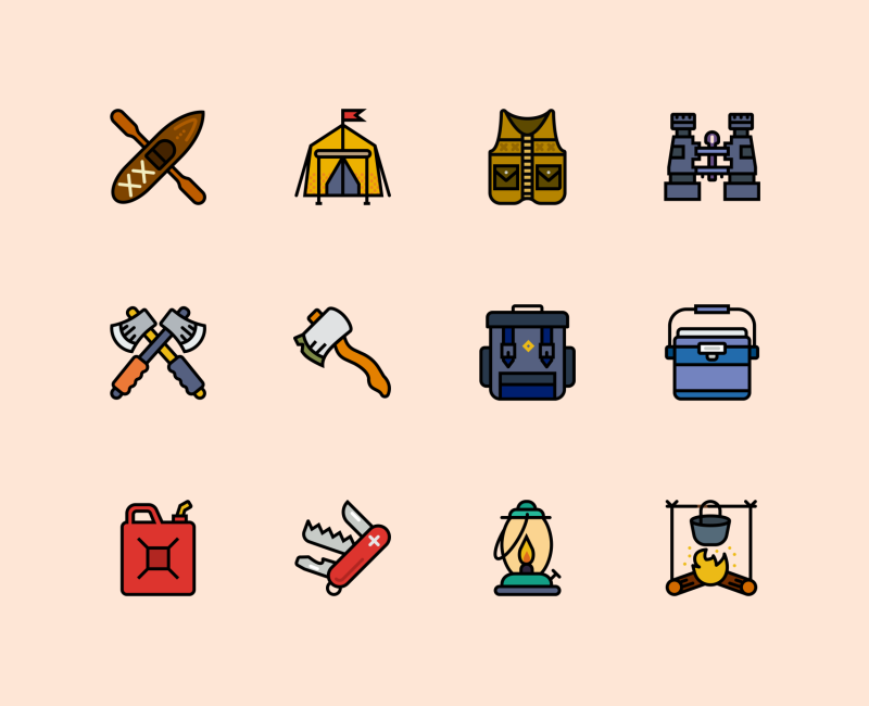 Outdoor Retro icon collection by Smashicons