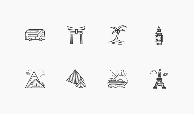 Travel and Heritage place icons by Danil Polshin