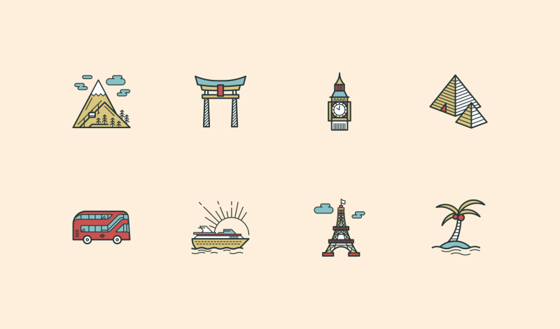 Travel and Holidays icon collection by Danil Polshin