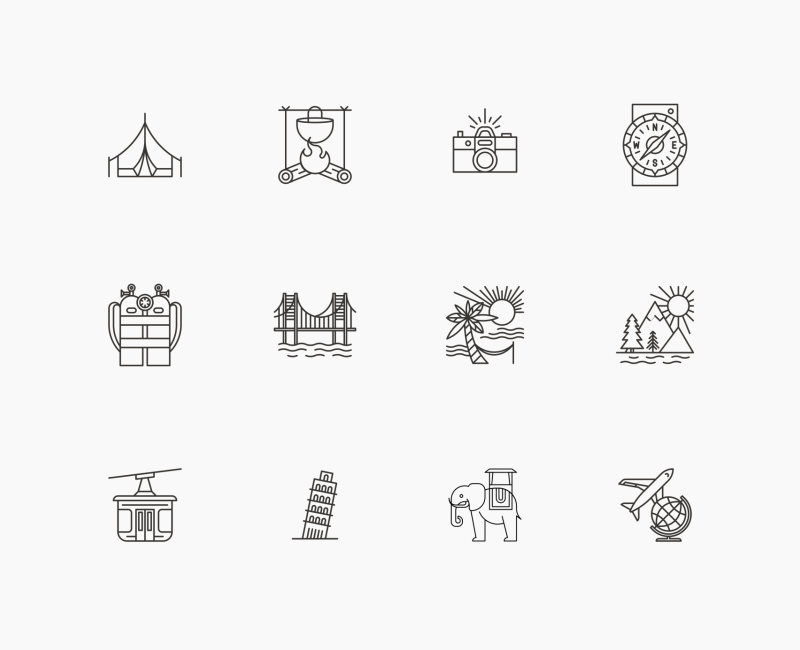 Travel icon collection by Danil Polshin