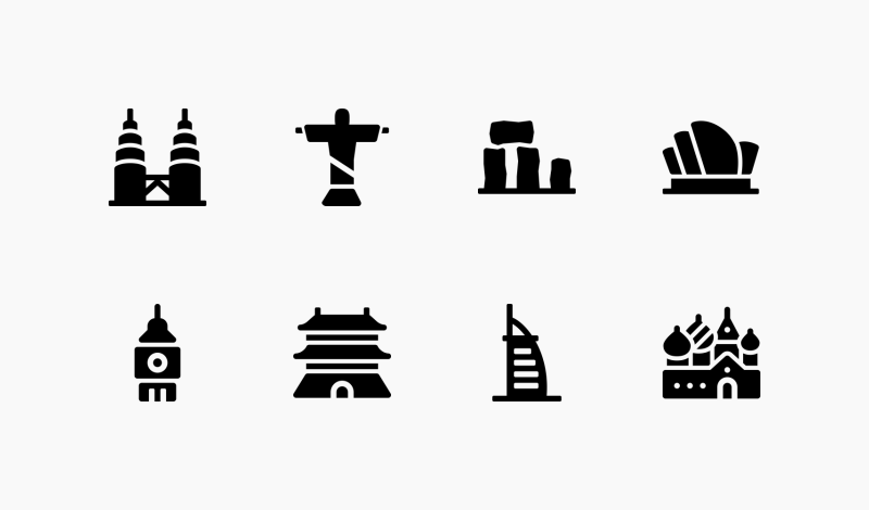 World Landmark icon set by Andrejs Kirma
