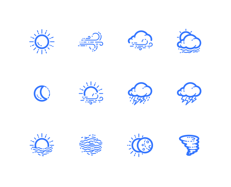 Clouds And Precipitation (Outline) icons by Kirill Kazachek