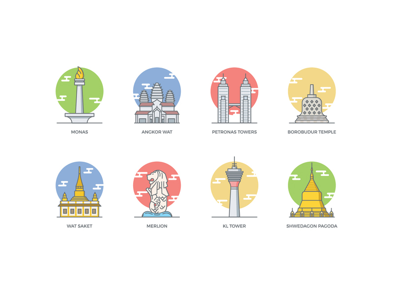 asia-landmarks-icons-by-vecteezy
