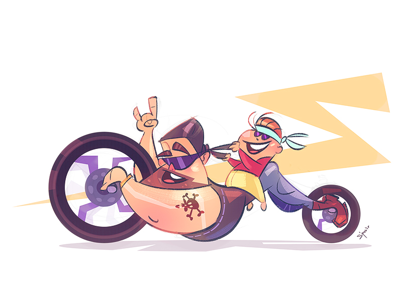 Bikers illustration by Spovv