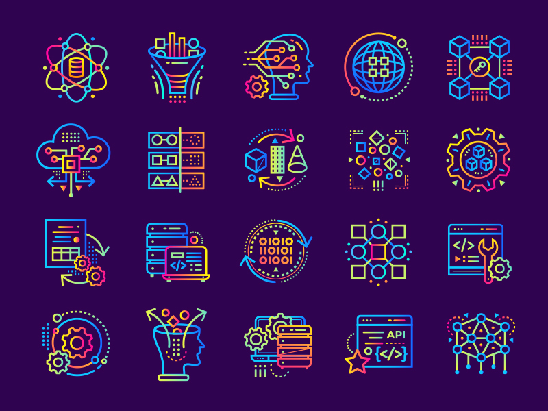 Data Science gradient icons by Vyshnevskyy