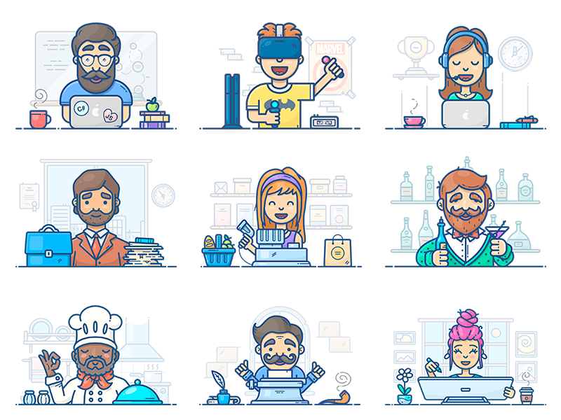 people-at-work-icons-by-alex-kunchevsky