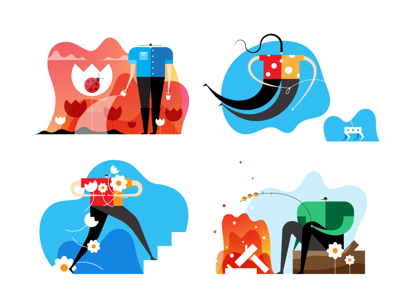 Little head guys illustrations by Infographic Paradise