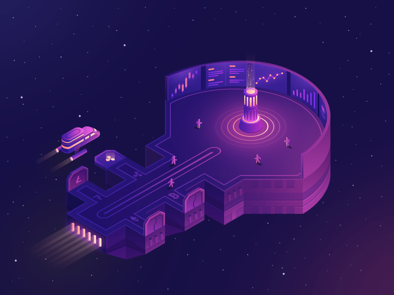 Crypto Exchange Space Platform Illustration by Walid Beno