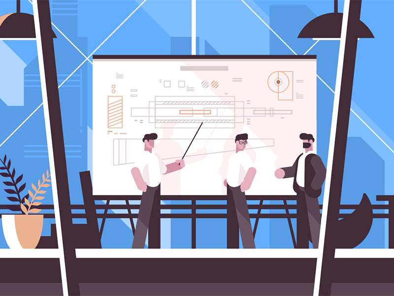 Man engineer showing on blackboard by Anton Fritsler for Kit8