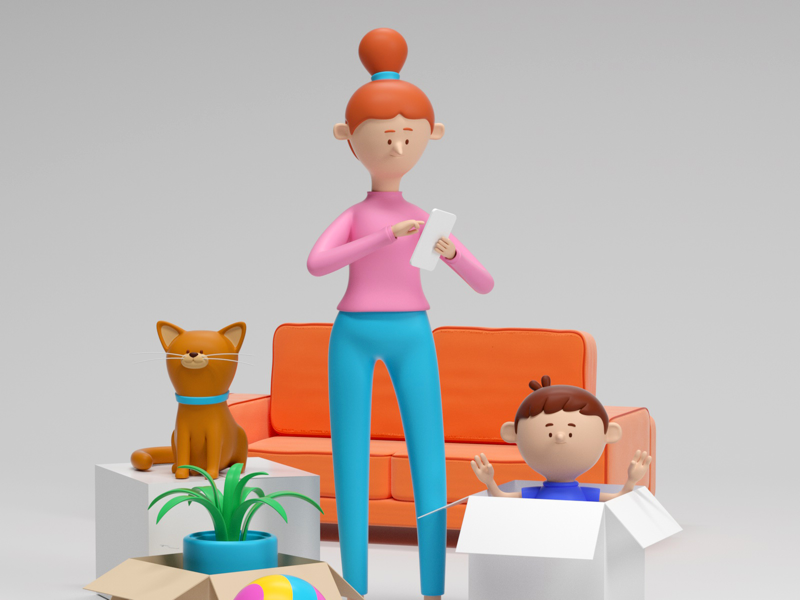Busy mom illustration by Aaron Martinez