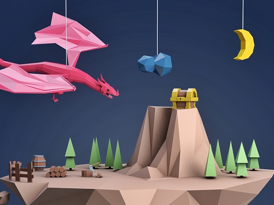 An island with treasures paper illustration by SolarUX