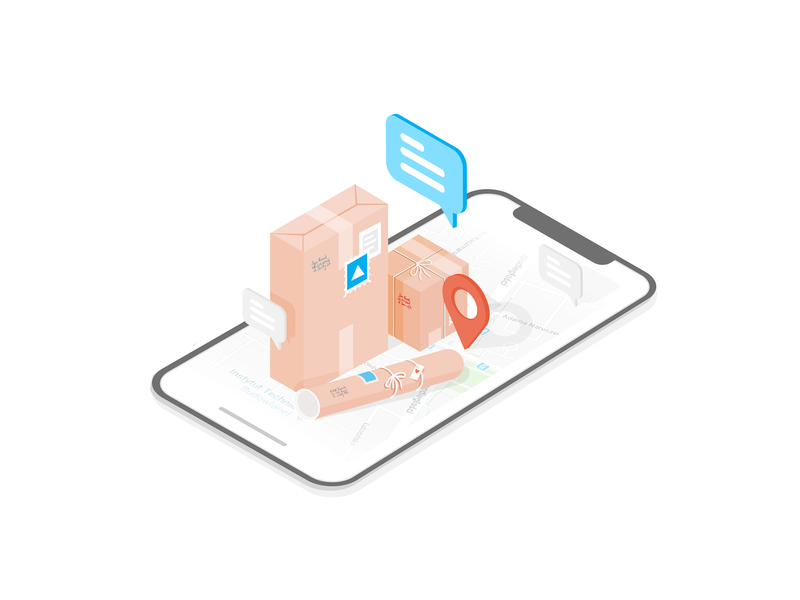 ParcelLab case study isometric illustrationby Aga Koniuszek for Netguru for iconscout design inspiration blog