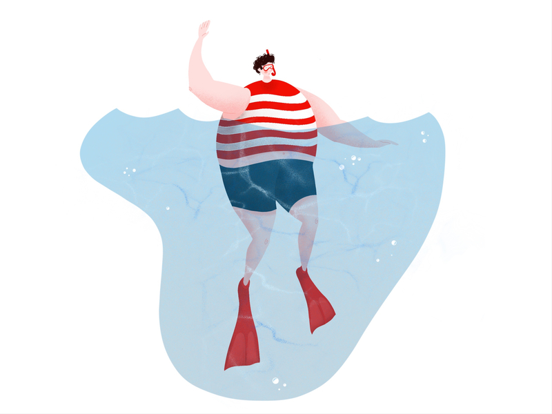 Swimmer illustration by Bogdan Olimpiyuk for Unfold for iconscout design inspiration blog