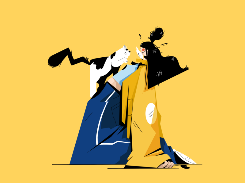 Unmask the real kitty illustration by Nuria Boj for iconscout design inspiration blog