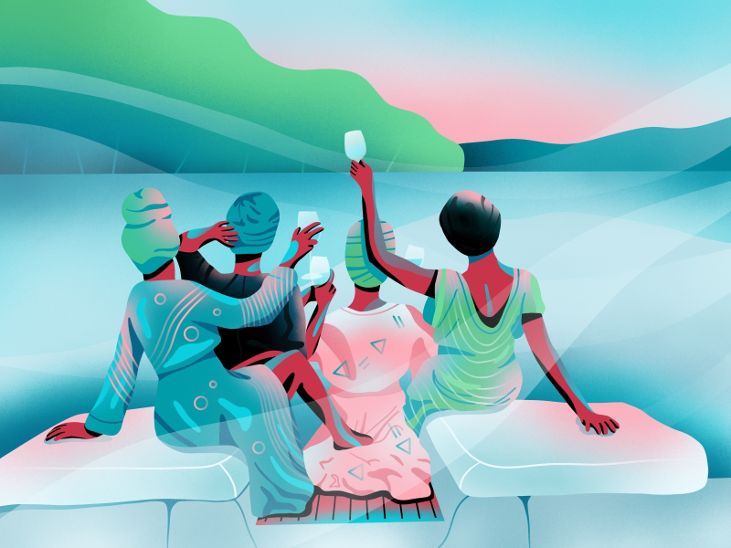 Boat party illustration by Berin Catic