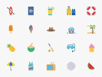 Enjoy Summer vibes with this Travel and Holiday icons
