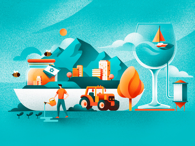 Quartz - the future of food is in israel illustration by Sail Ho Studio in in design inspiration