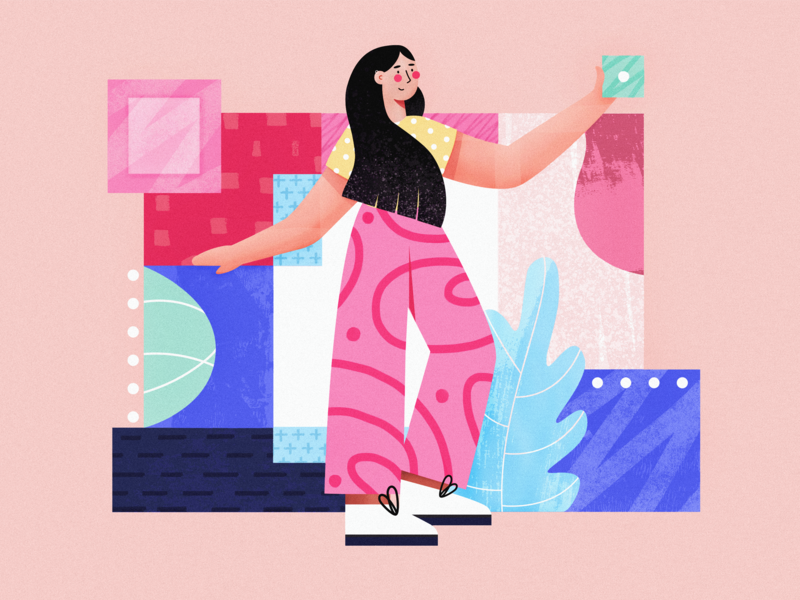 Pink polymorphism illustration by Alina Starovoitova for Hyper Lab for design inspiration