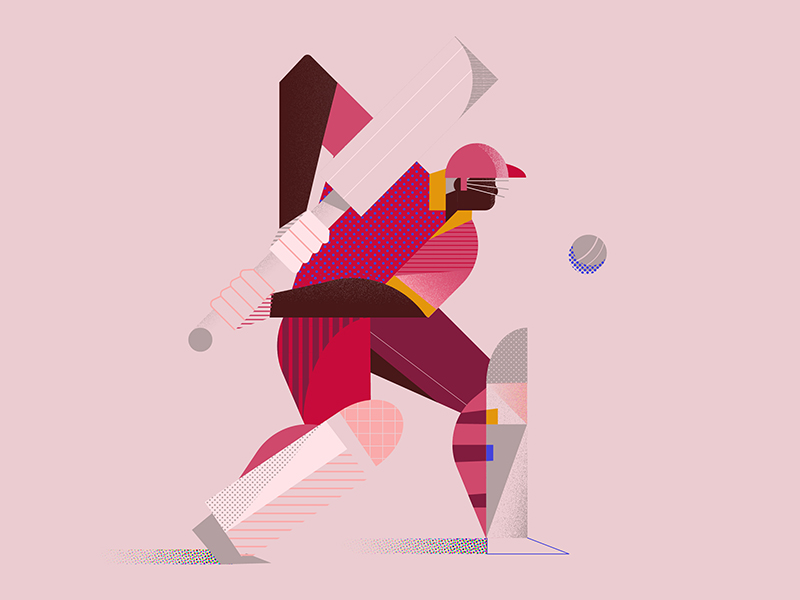 West indies cricketer illustration by Janelle Cummins for design inspiration