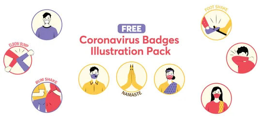 Free Illustrations pack - Coronavirus Badges Illustrations