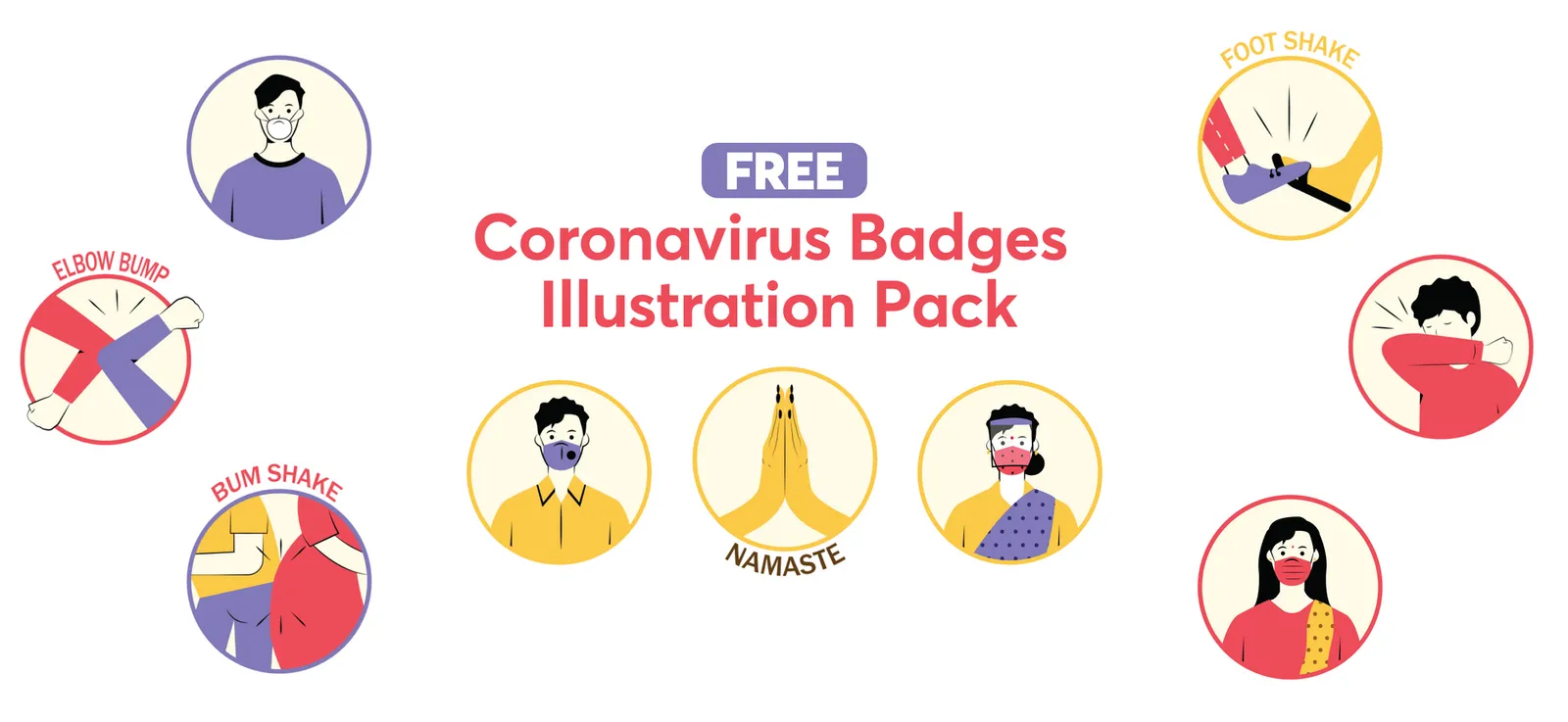 Free Illustrations pack - Coronavirus Badges Illustrations