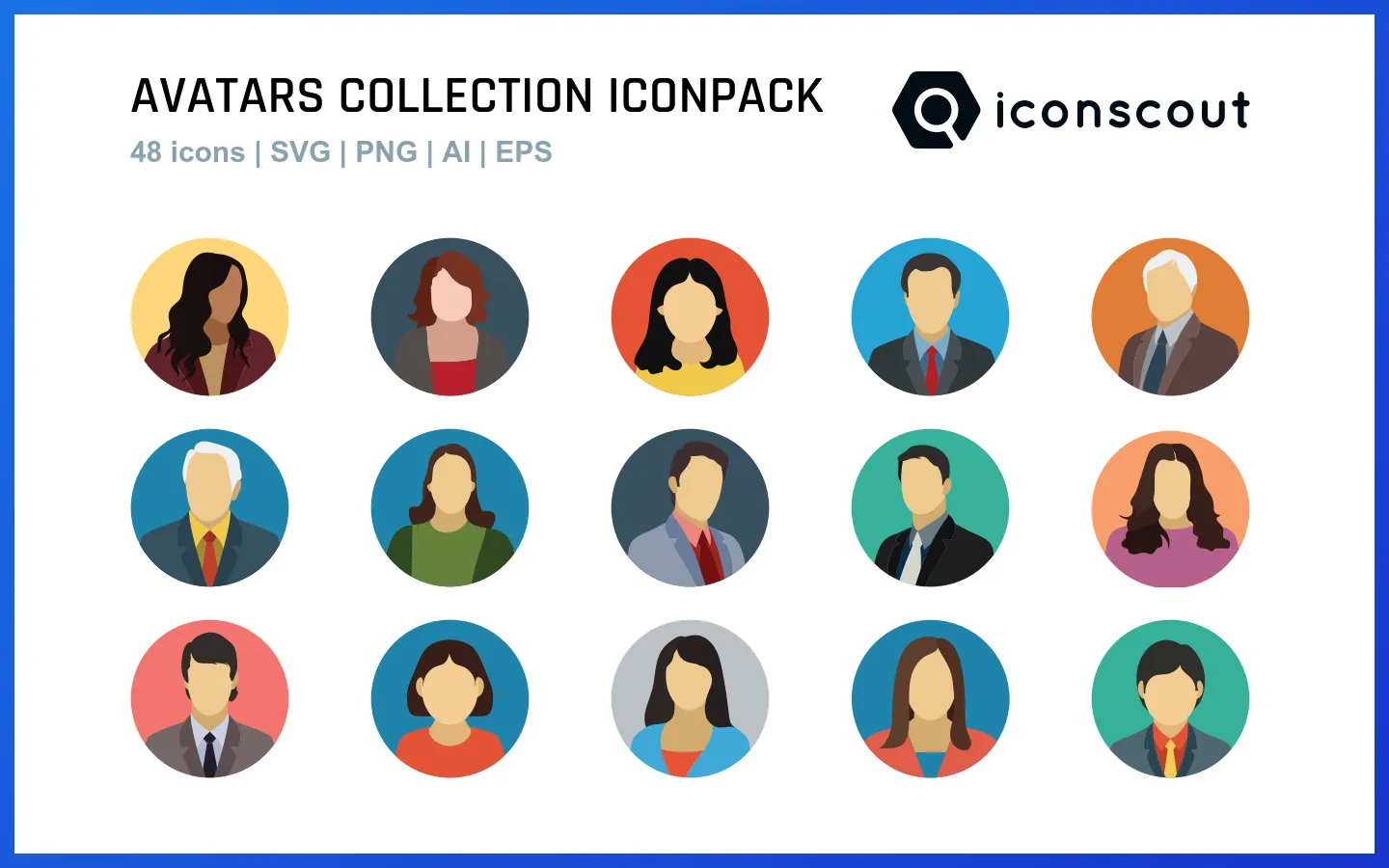 64 Avatar icons vector people collection on Yellow Images Creative