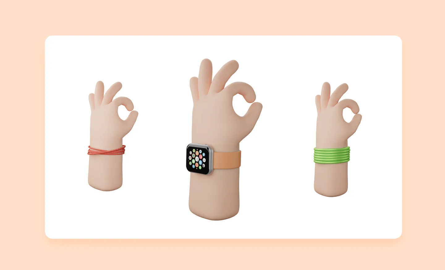 Loads of accessories-3D hand Illustrations