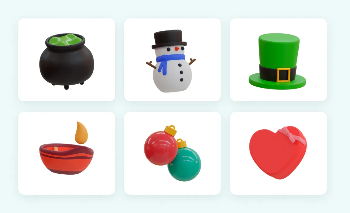 Valentine's day 3D icons