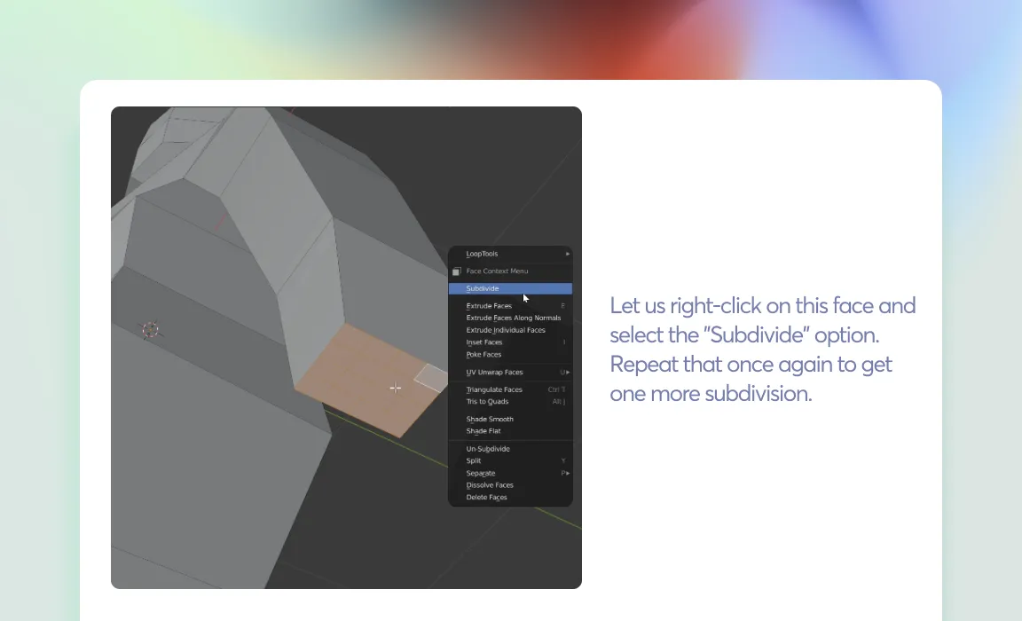 Select the subdivide option