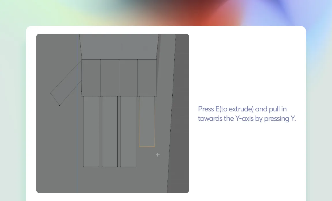 Press E(to extrude) and pull in towards the Y-axis by pressing Y