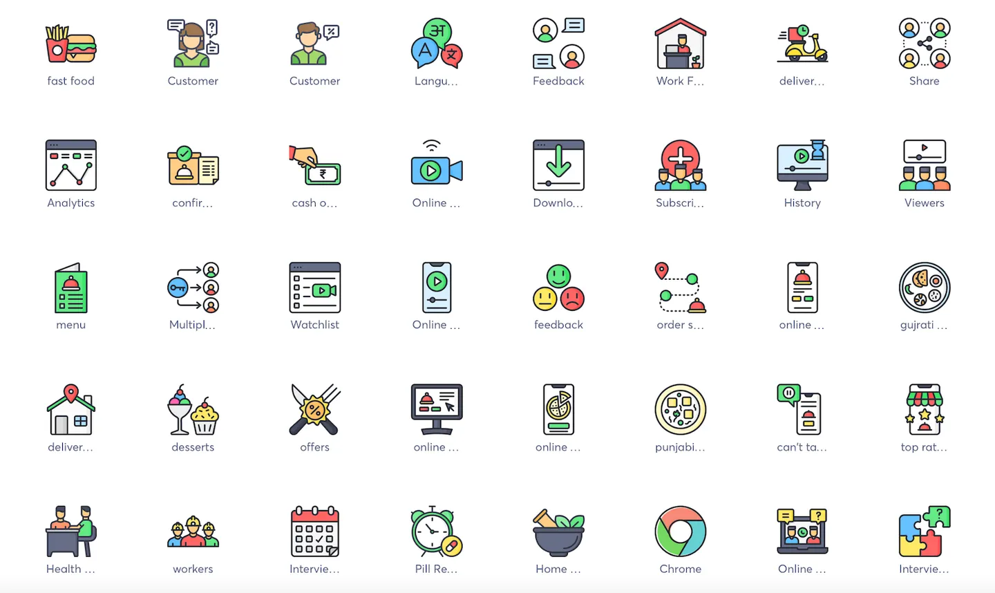 pastel colored icons