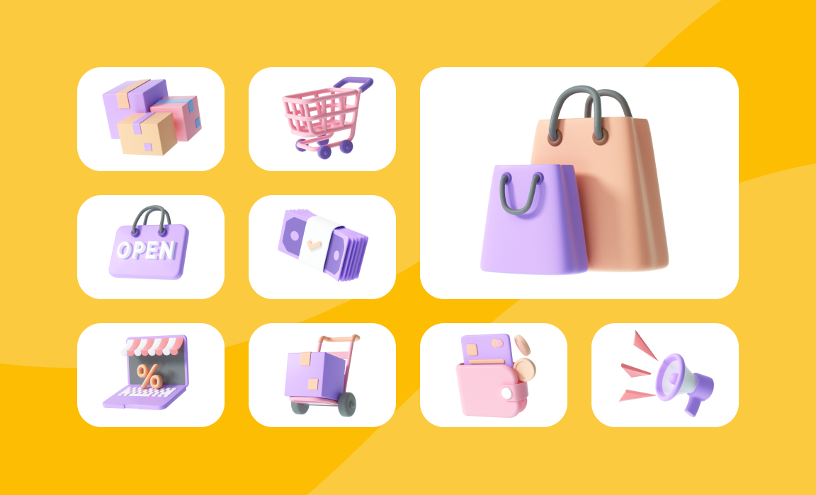 Shopping 3D Illustration Pack by SoudaMNP