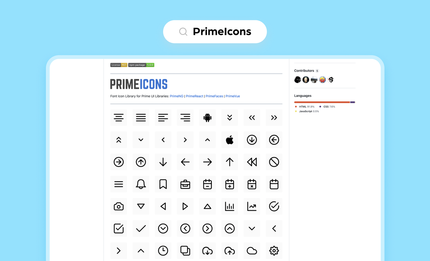 PrimeIcons icons