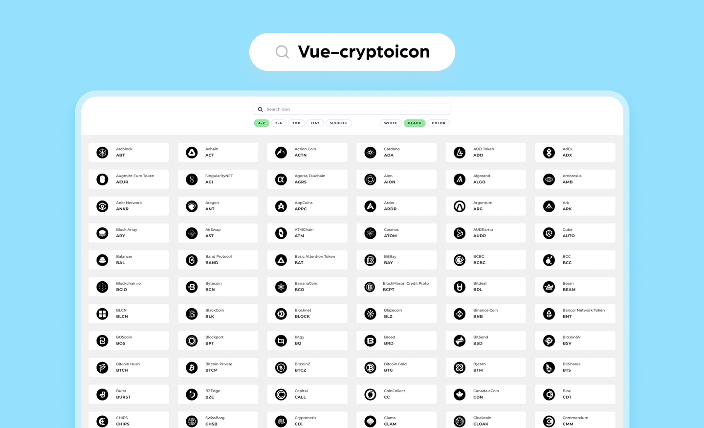 Vue-cryptoicon icons