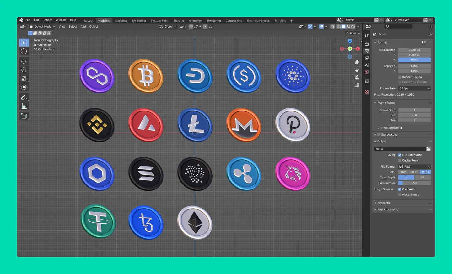 A screenshot of 3D icons in Blender