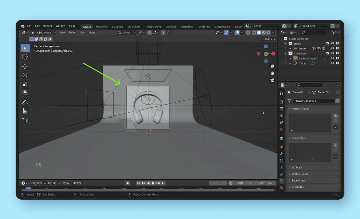The square in your viewport represents what the camera sees