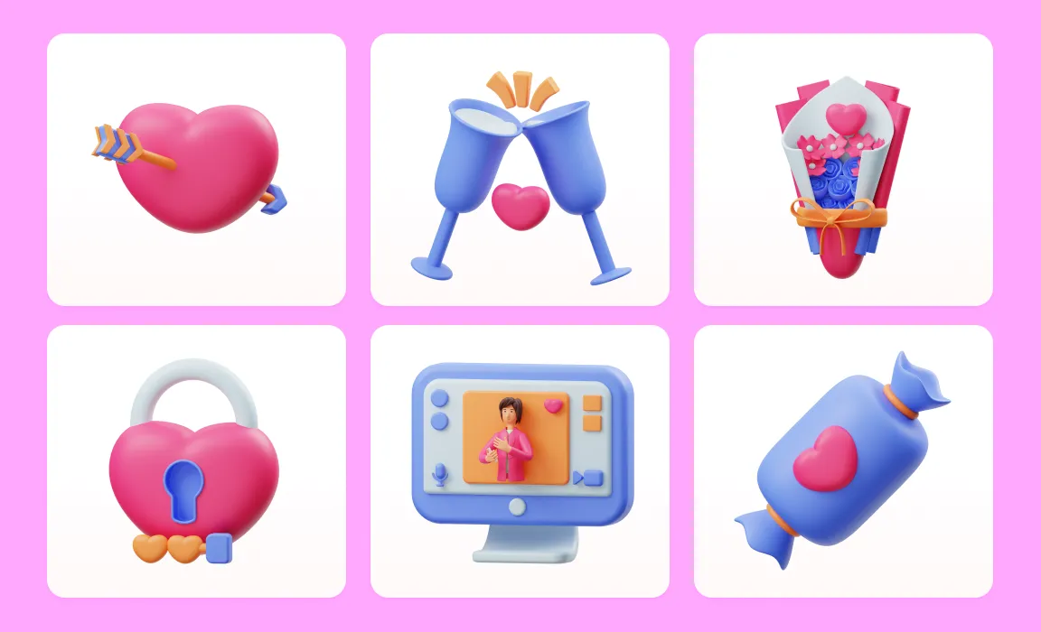 22 Valentine’s Day Animations, Icons, Illustrations, and 3D Illustration Packs