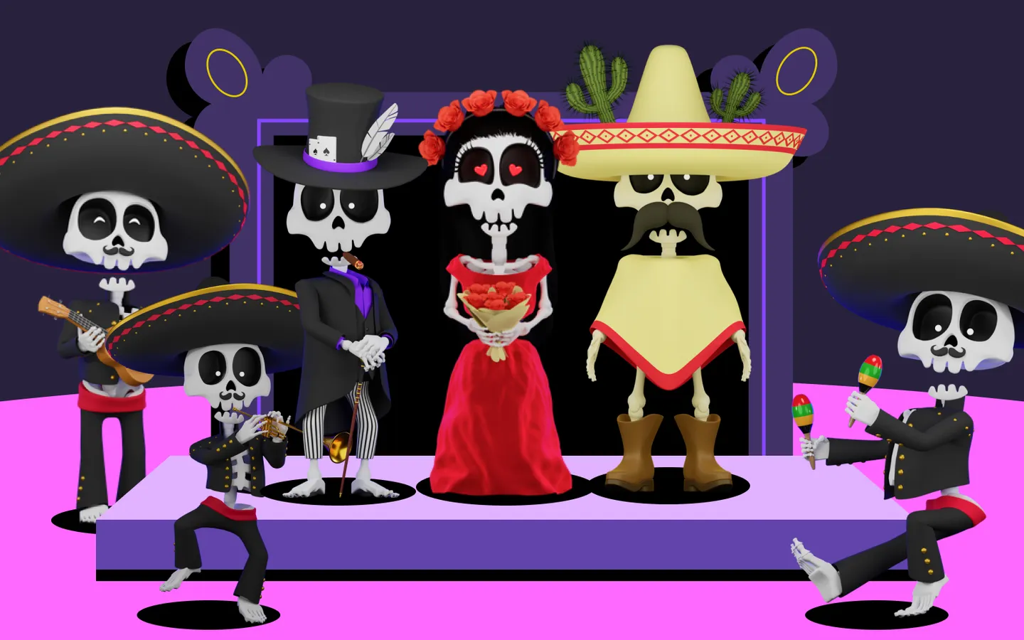 El Día De Muertos & Halloween 3D Illustration Pack by GOFOX products